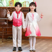 New Years Day childrens chorus costumes boys and girls choir dress primary and secondary school students recitation performance clothing gradient