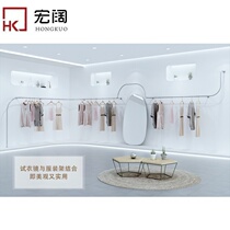 Clothing store display rack womens shelf display rack floor-standing stainless steel silver brushed shelf wall hanging clothes pole