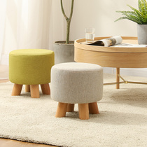 Gan Sen solid wood Nordic small stool fabric living room dwarf home coffee table square stool stackable wooden bench