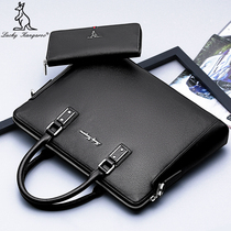 LUCKY KANGAROO MENS BRIEFCASE HANDBAG LEATHER MENS bag BUSINESS bag COWHIDE SHOULDER bag COMPUTER bag