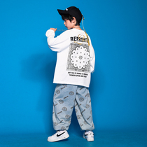Street dance childrens suit boys hip-hop autumn tidal clothes loose jeans children handsome jazz dance costume