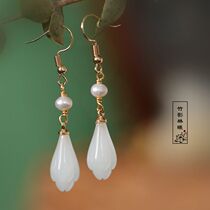 Ancient style earrings temperament Magnolia pendant earrings female design sense Hanfu cheongsam accessories Daily