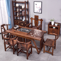 Old ship wood tea table and chair combination Solid wood tea table Tea table New Chinese tea table Tea table Kung Fu tea set chair