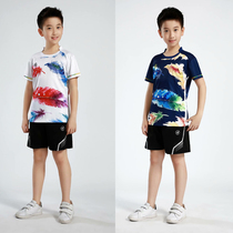 Summer new childrens round neck short sleeve badminton suit set student training competition soldier uniform