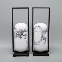 Modern New Chinese Postmodern Home Iron Art Hand-painted Ceramic Handicraft Furnishing Creative Home Soft Adornment