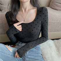Fenchy 2021 Autumn Winter Black base shirt Womens Inner Wear Short Wave Point Slim Joker Knitted Long Sleeve T-Shirt