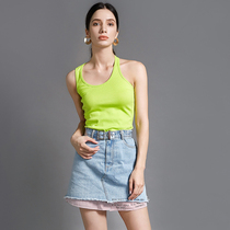 Clearance purchase#9 charm NY0G0005 irregular cut stretch vest suspender womens summer