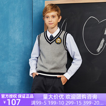 Eaton Guild school uniforms Inn College deep ash Tibetan white bars male and female childrens spring and autumn vests 09B127