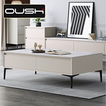 Living-style solid wood rock plate tea table small family type living room minimalist modern rectangular light lavish tea table TV cabinet Composition