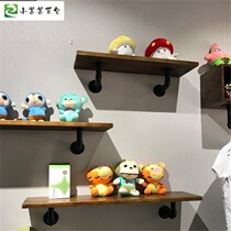 Wall shelf wrought iron water pipe plank board bookshelf Wall flower shelf flat partition plate no paint plate wall rack