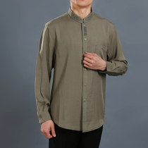 Chinese style male collar embroidery shirt Baifulong national clothing men embroidered shirt high-grade male Chinese shirt