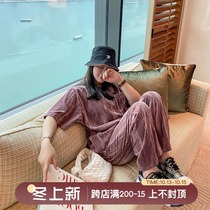 Miss tofu large size womens fat mm Foreign Air Age two-piece set 2020 Spring New slim pants suit