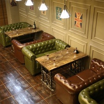 American retro theme Western cafe KTV bar Sofa card seat table and chair Milk tea shop Leisure negotiation sofa
