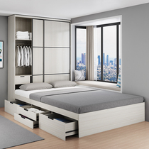 Modern tatami bed wardrobe integrated storage bed small apartment size floor-to-ceiling bed can be stored 1 8m double storage bed