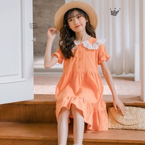 Girls  dresses summer 2021 new Korean version of the Western style big childrens princess skirt short-sleeved little girl childrens skirt