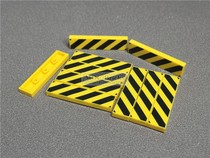 MOC small granule building block accessories 83489 2431 1X4 yellow bottom black twill hazard warning plate printed