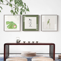 Endless Summer New Chinese Meditation Tea Room Decoration Painting Calligraphy Calligraphy Character Painting Lotus Hanging Painting Green Mural Painting Room Wall Painting