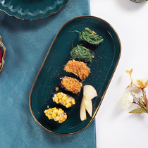 Nordic net red disc Creative Gold Plated Light Lavish Style Phnom Penh Ceramic Fish Pan Steamed Fish Western Dining Dish Soup Pan Breakfast Dish