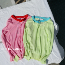 Color-cut neckline thin sunscreen cardigan Korean baby clothes 2021 summer new thin knitwear top