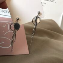 Silver needle earring personality Joker cold wind earring face small circle chain tassel earring punk earring female