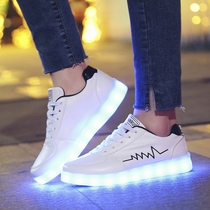 Glowing shoes waterproof student LED luminous shoes men colorful USB charging luminous shoes couple ghost walking shoes