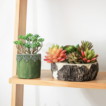 Simulation succulent plant fake fleshy green plant Nordic home decoration DIY small potted imitation cement flowerpot flower Ware