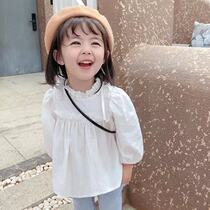 Girls spring new Korean version of childrens clothes white lining clothes baby dolls children spring and autumn long sleeve foreign air blouses