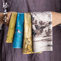 Painted retro tea towel thickened absorbent large Zen Chinese style tea tea cloth tea cushion pot towel Chinese high-grade