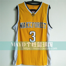 Customized No. 3 college jersey Paul Vic Forest retro embroidered basketball uniform vest personality training uniform men