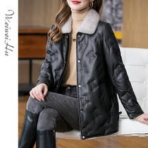 Vivix Haining Leather Leather Down Jacket Womens Short Small Man 2021 New Sheep Leather Coat Fur