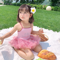 Girls one-piece swimsuit 2021 Foreign Children Baby childrens summer swimsuit cute princess sling dress