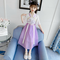 Girls Hanfu summer new Tang suit foreign style childrens costume skirt summer Chinese style super fairy girl dress