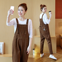 Pregnant women autumn suit fashion autumn strap pants loose spring and autumn wear long trousers autumn and winter suspenders