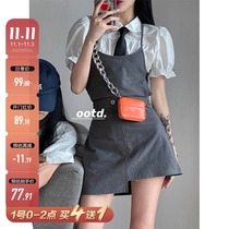 Barbie aunt white shirt womens summer new Korean short sleeve bubble sleeve design sense niche shirt shirt