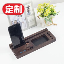 Black Walnuts Wooden Phone IPad Containing Bracket Computer HUB Wire Splitter USB3 0 Office Gift Logo Customised