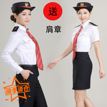  Jinhang female high-speed rail train attendant overalls Railway student uniform railway occupation white short-sleeved shirt summer