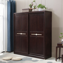 New Chinese wardrobe full solid wood large closet Minestament modern minimalist style bedroom retro push-pull moving door wardrobe