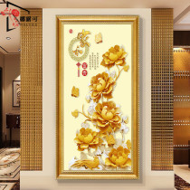 Home and entrance Peony decorative painting Vertical version New European decorative painting New Chinese corridor aisle Lobby hanging painting mural