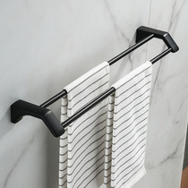 Perforated stainless steel wool towel rack towel rod double bar toilet hanging bath towel rack shelve bathroom pendant black