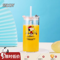 Snoopy glass Straw scale transparent high borosilicate heat-resistant household net red creative cute girl water cup