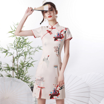 National tide cheongsam 2021 new little girl young girl improved version retro ink Chinese dress