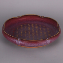  Chunde Tang}Song Junyao Rose red drawing gold lettering Washing dishes Imitation Song Dynasty thrift porcelain antique antique home