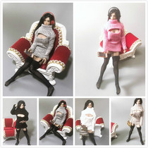 Spot 1 12 female soldier clothes 1:12 female rubber-coated plain body sweater open-breasted dress suitable for PH tbl