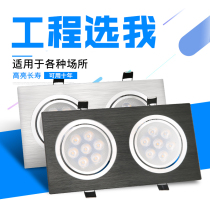 Double head spot light Double row rectangular downlight hole light Double tube led living room ceiling embedded bold aisle