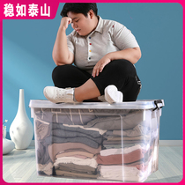 Thickened extra-large transparent clothes storage box Plastic covered household clothes finishing storage box storage box
