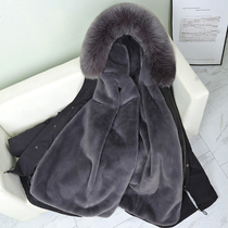 Winter new Parker clothing mens coat imitation fox hair large hair collar medium-long coat Mink set rabbit hair liner tide