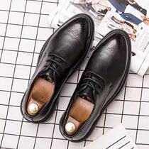 Mens Leather Shoes Business Positive Dress Casual Summer Breathable Genuine Leather Shoes Trendy Burlock Sculpted Groom Wedding Shoes
