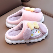Big childrens cotton slippers autumn and winter girls plush slippers home cute princess indoor childrens girls warm fur slippers
