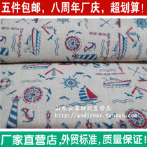 Tower printed cotton linen fabric manufacturers curtain sofa seat cover wallpaper diy fabric handmade blue sailing English text