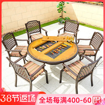 Outdoor Barbecue Table And Chairs Villa Outdoor Open-air Garden Courtyard Ostyle Cast Aluminium Dining Table Yard Casual Table And Chairs Combination